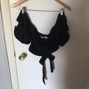 Off the shoulder tie back crop top